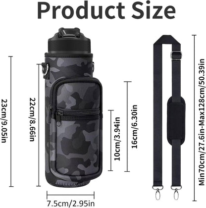 Water Bottle Holder with Strap, Insulated Crossbody Sling Bag, Carrier with Phone Pocket for Walking Hiking Camping Fishing