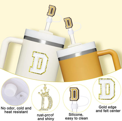 Mity Rain 6pc Cup Accessories Set for Stanley 30 oz & 40 oz Tumbler with Handle, Including Straw Cover Cap, Cup Initials Charm, Silicone Boot, Round & Square Spill Proof Stopper
