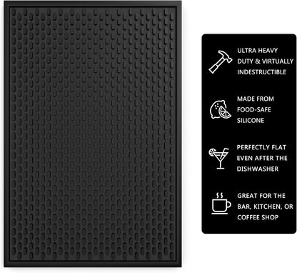 AXIESO Silicone Drip Mat - 1/2 Inch Thick, Heat-Resistant and Food Safe - Counter Top, Coffee Bar or Restaurant - Drying Mat for Glasses - 18x12 Inches