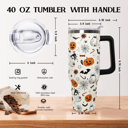 Ceovfoi 40 oz Pickleball Coffee Mug Vacuum Insulated Travel Tumbler with Handle, Lid & Straw - Perfect Pickleball Gifts for Players, Coaches, Lovers | Pickleball Accessories