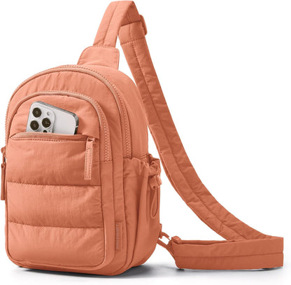 BAGSMART Small Sling Bag for Women, Puffer Crossbody Bag Purses Hobo Handbag Fanny Packs for Travel Hiking