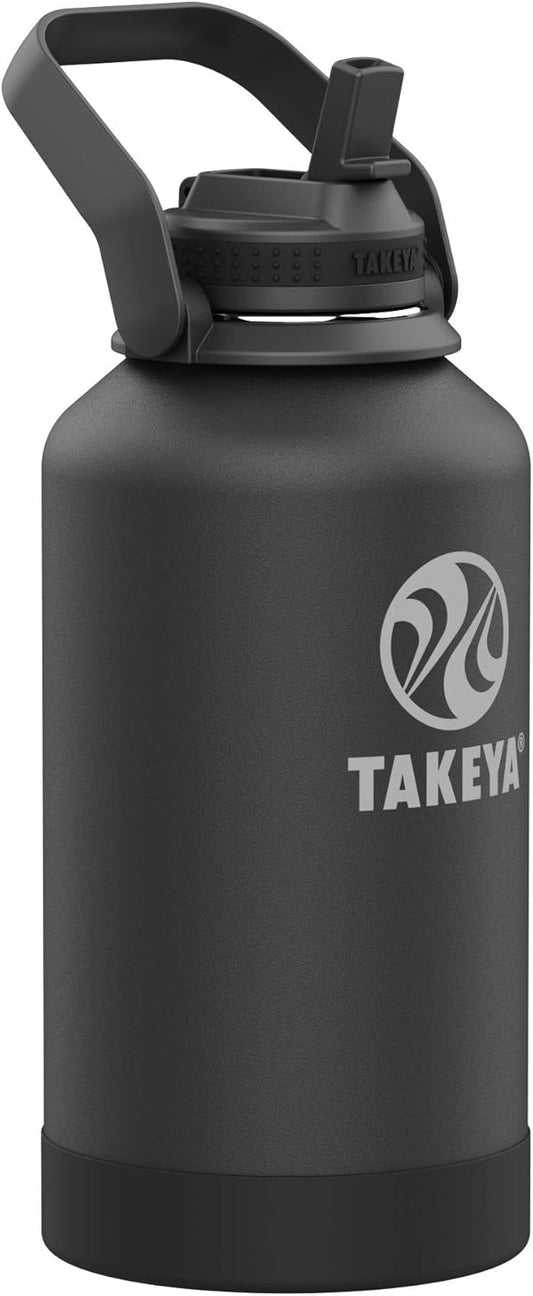 Takeya Pickleball Stainless Steel Insulated Water Bottle with Choice of Lid and Carry Handle, 32 Ounce, Dropshot Teal