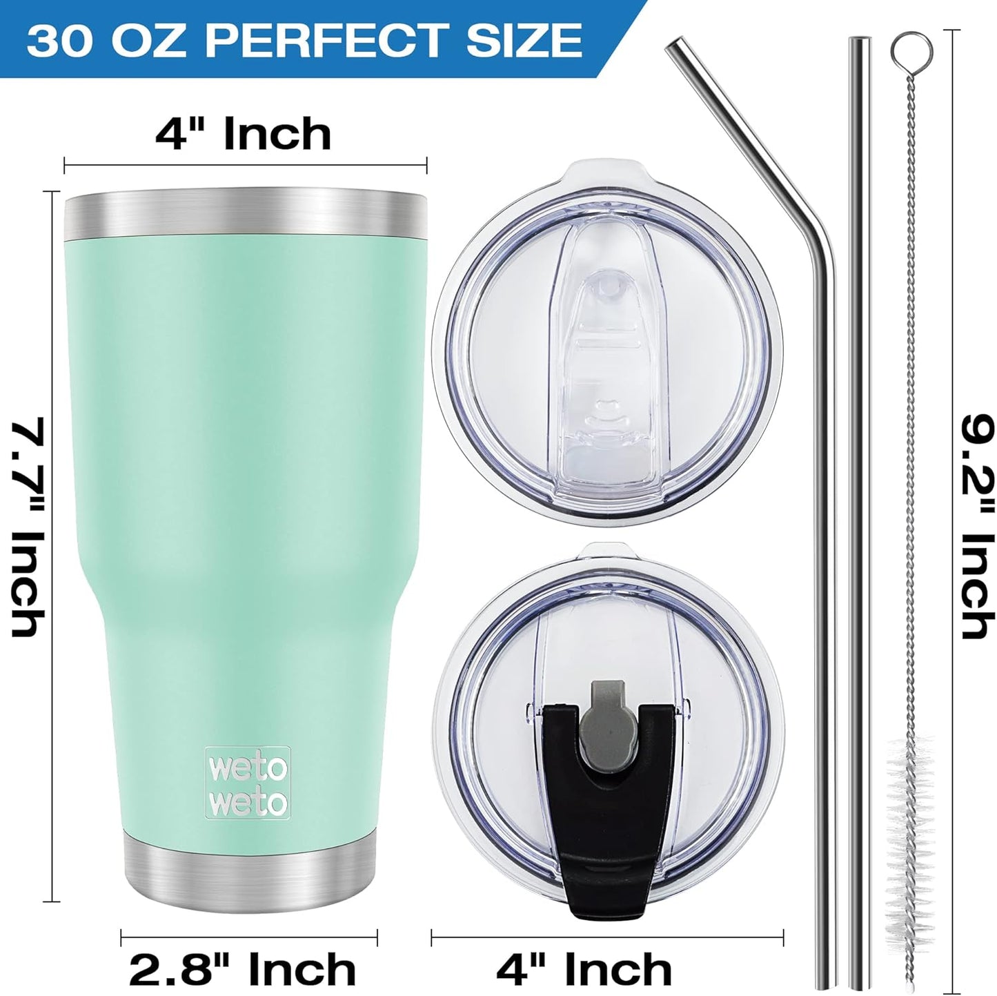 WETOWETO 30oz Tumbler with Lid, Stainless Steel Vacuum Insulated Water Coffee Tumbler, Double Wall Powder Coated Travel Mug Thermal Cup for Home Outdoor (Navy Blue, 1 Pack)