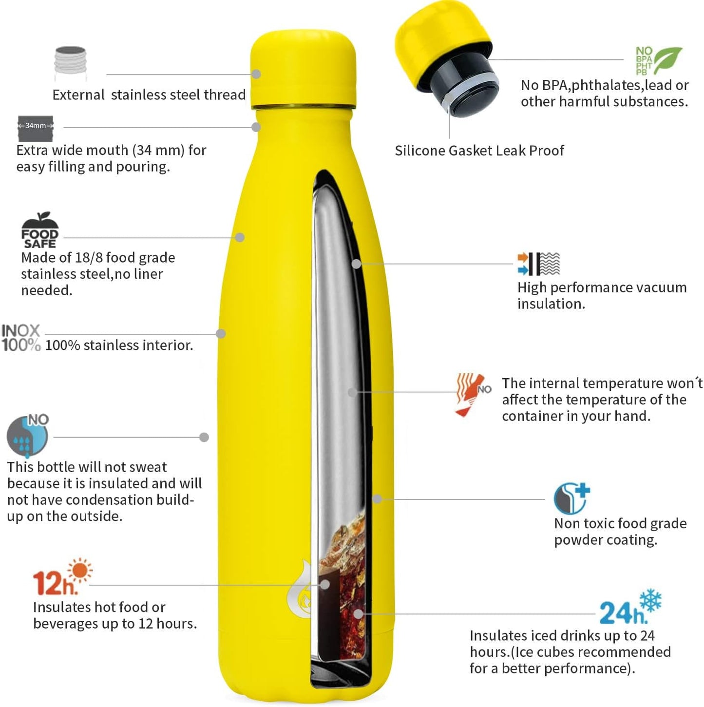 BJPKPK Insulated Water Bottle 12oz Small Stainless Steel Water Bottles Reusable Metal Thermal Keep Cold and Hot,Dreamy Purple - Colors A