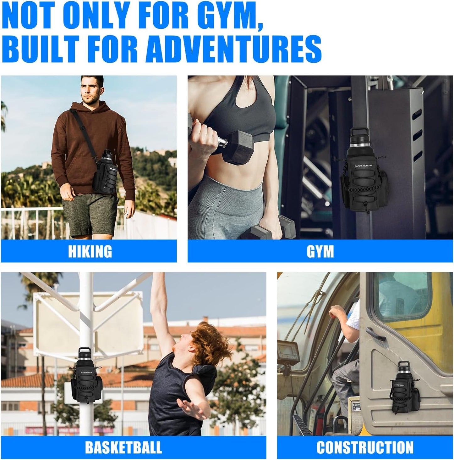 NATURE PIONEOR Magnetic Gym Bag for Men and Women - Magnet Water Bottle Holder Sling Carrier with Crossbody Shoulder Strap,Gym Accessories Pouch,Phone Pockets for Sports,Walking,Travel,Workout
