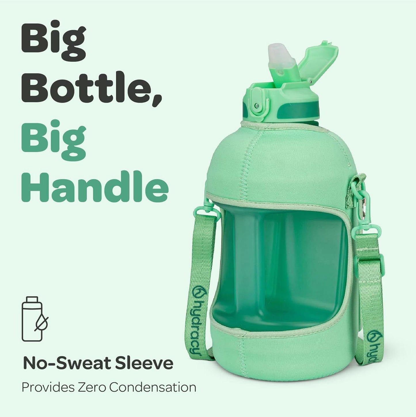 Hydracy Water Bottle with Time Marker -Large BPA Free Water Bottle & No Sweat Sleeve -Leak Proof Gym Bottle with Times to Drink - Ideal for Fitness Sports & Outdoors