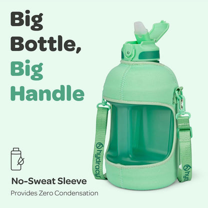 Hydracy Water Bottle with Time Marker -Large BPA Free Water Bottle & No Sweat Sleeve -Leak Proof Gym Bottle with Times to Drink - Ideal for Fitness Sports & Outdoors