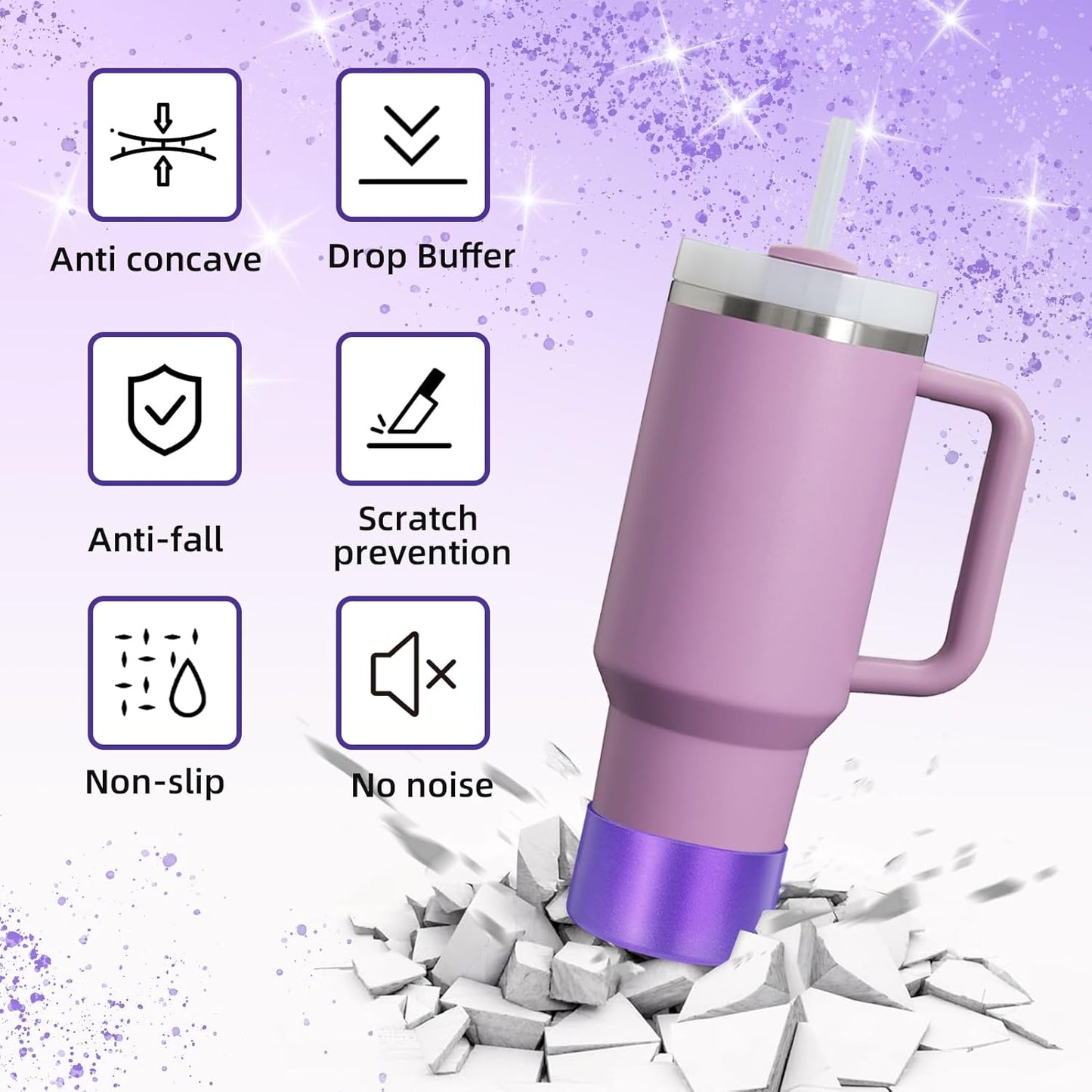 Glossy Gradient Silicone Boot, Compatible with Stanley H2.0 20-40oz & IceFlow 20-30oz, Chameleon Metallic Shimmer Cup Sleeve Protector for Hydroflask and Bottle Bottom with 2.8-3in