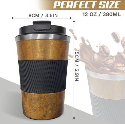 SPLMIFA Vacuum-Insulated Stainless Steel Travel Coffee Mug, Leak-Proof Reusable Coffee Cup with Lid - Keep Hot & Cold Drinks for Hours, Durable Insulated Tumbler for Men & Women(3rd-Black, 12OZ)