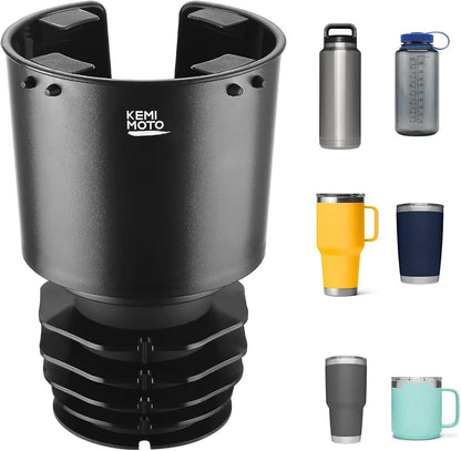 KEMIMOTO Upgraded Car Cup Holder Expander Long Base Model, Compatible with Hydro Flasks Yeti Stanley, Large Cup Holder Adapt 18-40oz Bottles, Fits for Universal Vehicles, Golf Carts, UTVs