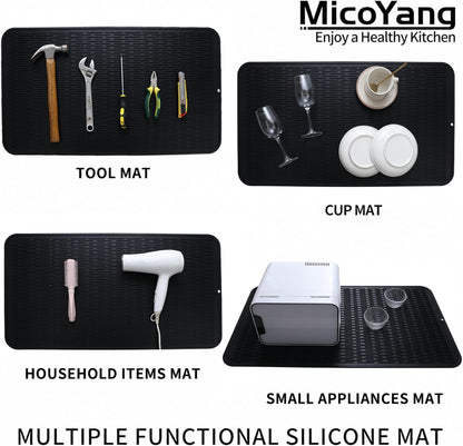 MicoYang Silicone Dish Drying Mat for Multiple Usage,Easy clean,Eco-friendly,Heat-resistant Silicone Mat for Kitchen Counter,Sink,Bar,Bottle,or Cup Green M 17 inches x 6 inches