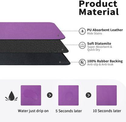 HotLive Dish Drying Mat for Kitchen Counter, Heat Resistant Drainer Mats with Non-slip Rubber Backed, Hide Stain Kitchen Super Absorbent Draining Mat, Easy to Clean Dish Rack Pad, Dark Grey 16"x18"