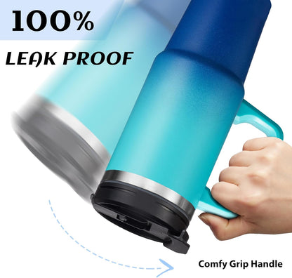 30 oz Tumbler with Handle and Straw - Keep Cold 36H & Hot 12H, Metal Coffee Cup with Lid (Straw & Flip Lid), 30oz Insulated Stainless Steel Thermal Mug, Leak-proof Travel Water Bottle