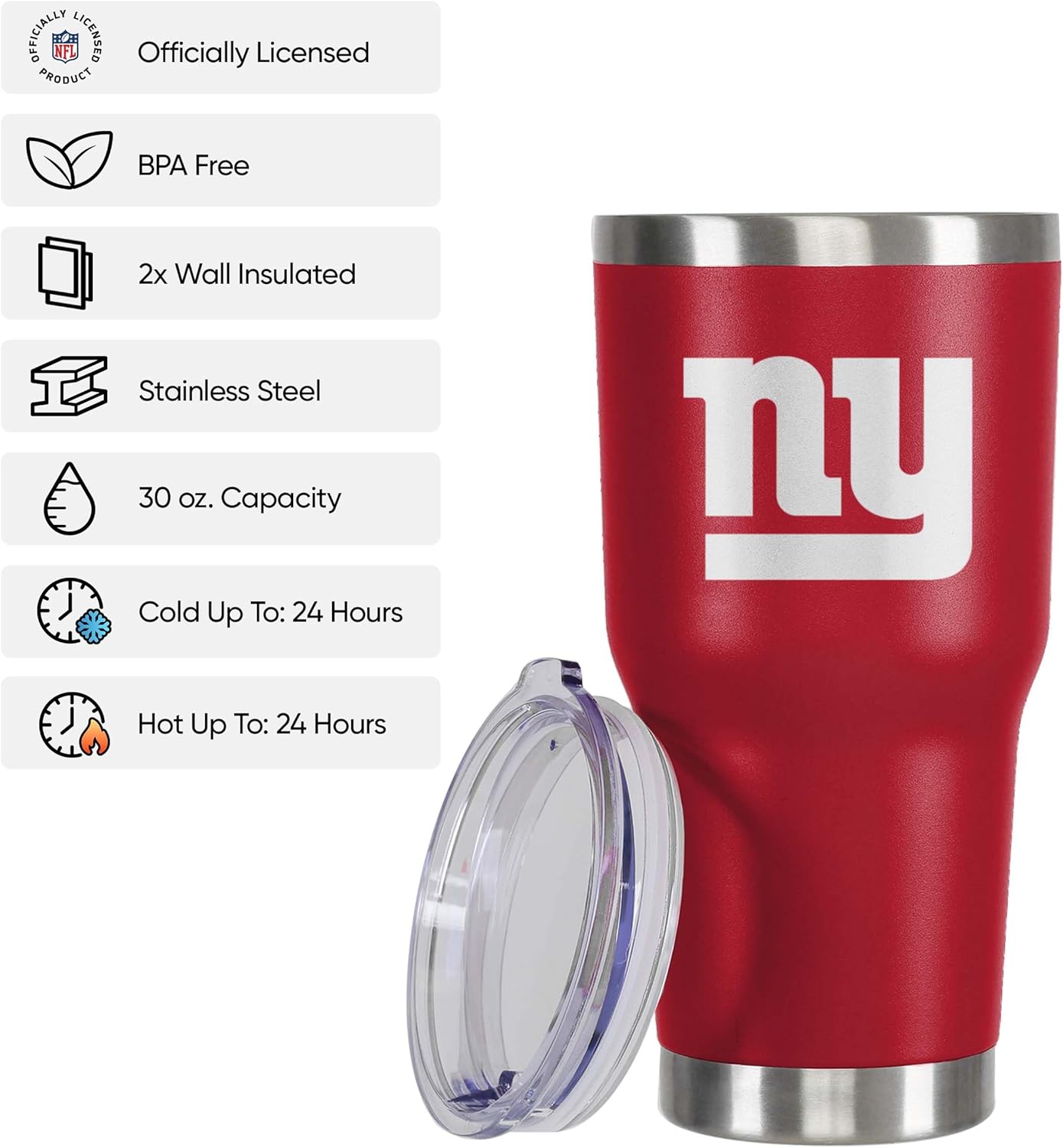 FOCO NFL Team Logo 30oz Insulated Stainless Steel Travel Mug Tumbler