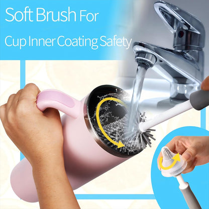 8Pcs Water Bottle Cleaner Brush Compatible with Stanley, Multipurpose Brush Cleaner Kit with Nylon Straw Brush 4 in 1 Bottle Gap Cleaner and Silicone Cup Cleaners