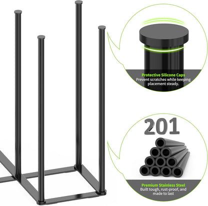 Collapsible Bottle Drying Rack, Foldable Baby Bottle Drying Rack, Portable Drainer Stand Holder for Water Bottles, Cup, Reusable Silicone Bag, Cutting Board (Black)