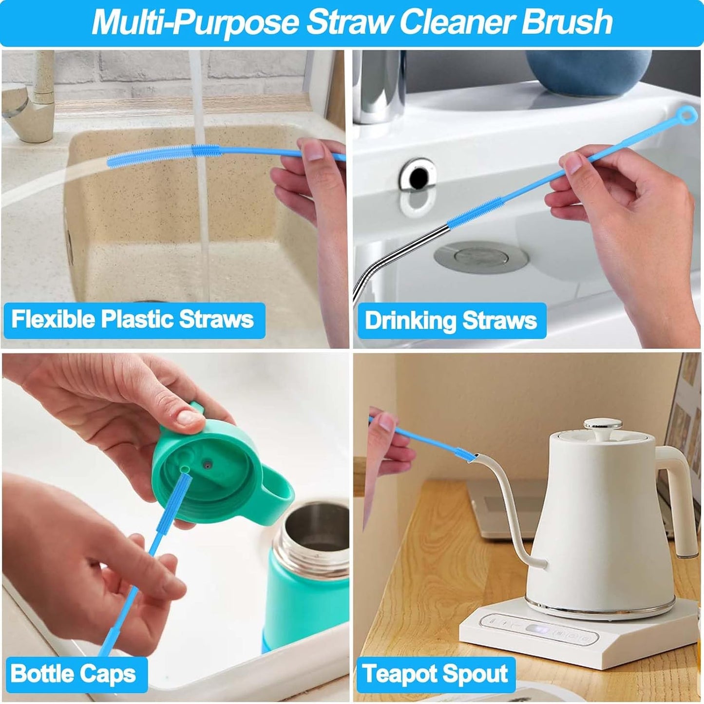 XANGNIER 5 Pcs Water Bottle Cleaner Brush Set for Owala 24oz/32oz/40oz Cup,Multifunctional Bottle Brush and Long Straw Cleaner Brush,Cleaning Kit for Owala/Stanley/Yeti Tumbler Cup Accessories