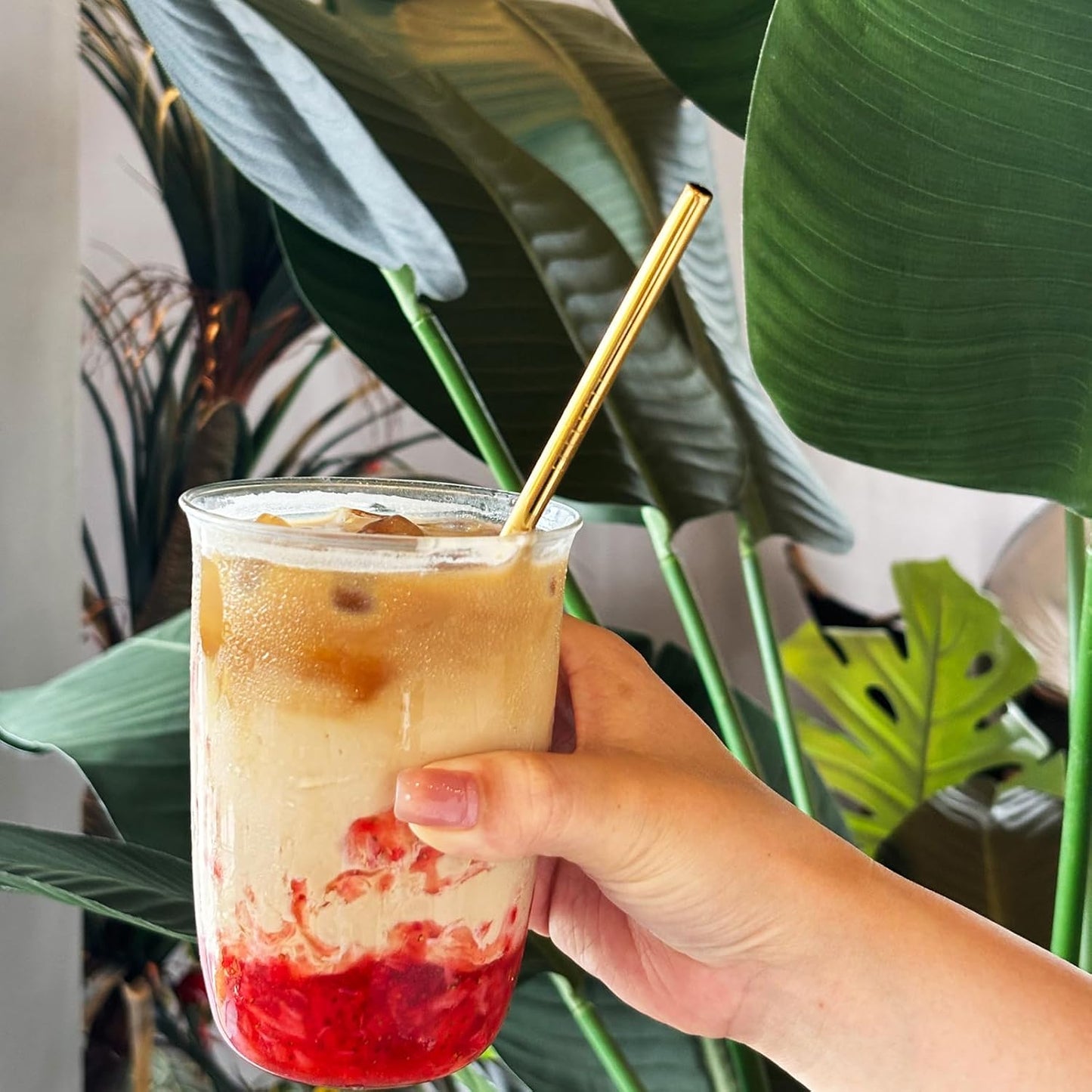 Stainless Steel Straws Metal Reusable Drinking Straw for Juice Iced Coffee Cold Beverage Water Highball Glasses 20oz Tumblers Mugs Cups, 0.24" 6mm Wide 215mm Long, Set of 8 with Brush, Silver