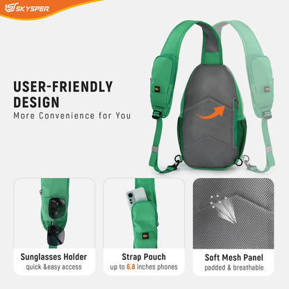 SKYSPER Sling Bag RFID Cross Body Bag Recycled Crossbody Backpack Travel Daypack