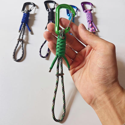 Paracord Keychain - Triangle/D-Shaped Carabiner Clip with Lanyard for Hanging Water Bottle, Key, Backpacks and More