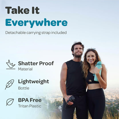 Hydracy Water Bottle with Time Marker -Large BPA Free Water Bottle & No Sweat Sleeve -Leak Proof Gym Bottle with Times to Drink - Ideal for Fitness Sports & Outdoors