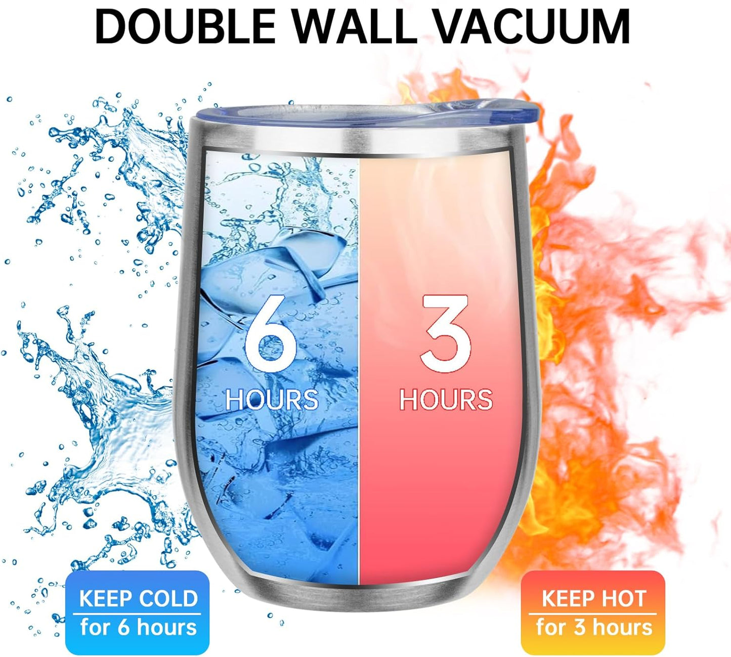 MEZMUT 12 Oz Insulated Wine Tumbler with Lid Double Wall Vacuum Stainless Steel Wine Glass Coffee Mug Insulated Tumbler Cup for Champaign, Cocktail, Beer (Black, 1 Pack)