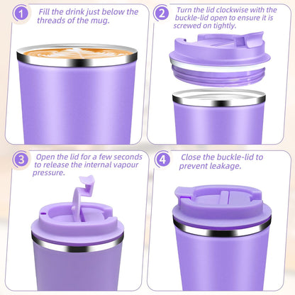 Insulated Travel Coffee Mug Reusable Coffee Tumbler Cup with Flip Lid Leak Proof Spill Proof for Office School Party Camping Hot and Cold Drink,Stainless Steel 17oz (Black)