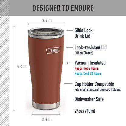 THERMOS ICON SERIES, Stainless Steel Tumbler with Slide Lock, 18 Ounce, Mystic Navy