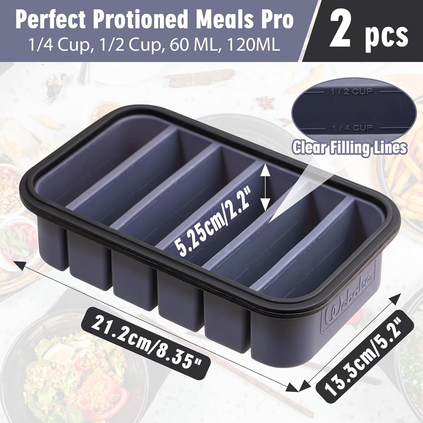 Webake Water Bottle Ice Cube Tray with Silicone Lids, 2 Pcs Long Ice Stick Molds - Stackable & Space-Saving, Perfect for Highball Drinks, Cocktail Parties & Sports Bottles