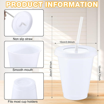 Sieral 30 Pack Cups with Lids and Straws Kids Tumbler with Straw Reusable Water Bottle Iced Coffee Travel Mug Adults Plastic Cups for Parties 16 oz (Candy Colors)