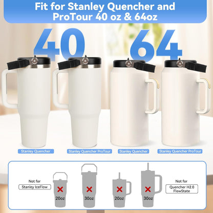 Flip Straw Lid for Stanley 30oz and 20oz, Leak Proof Top Replacement with Handle for 30&20 oz Stanley Quencher and ProTour, Detachable No Spill Lids Reusable Lids Accessories for StanleyCup, Rose