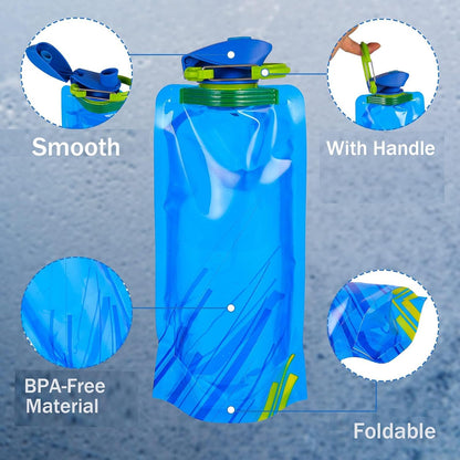 Collapsible Water Bottles for Travel – 24oz Foldable Water Bottle with Leakproof Lid, Portable Reusable BPA-Free Water Bottle for Hiking,Sports,Camping,Biking