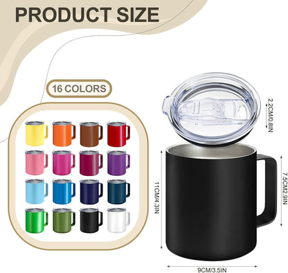 YOUKE OLA 16 Pack Stainless Steel Insulated Coffee Mug Bulk with Handle & Lids, 12oz Vacuum Insulated Double Wall Travel Mug for Hot and Cold Drinks Home Office Car, 16 Colors
