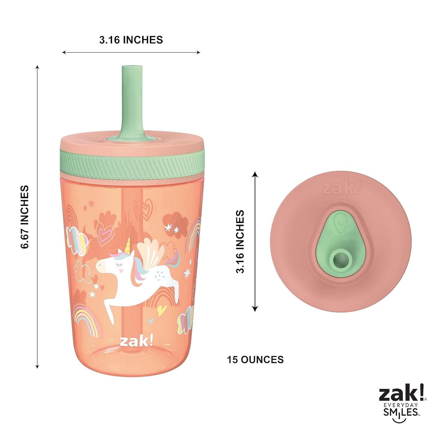 Zak Designs 15oz Bluey Kelso Tumbler Set, Leak-Proof Screw-On Lid with Straw Made of Durable Plastic and Silicone, Perfect Bundle for Kids, 2 Count (Pack of 1) - Colors A
