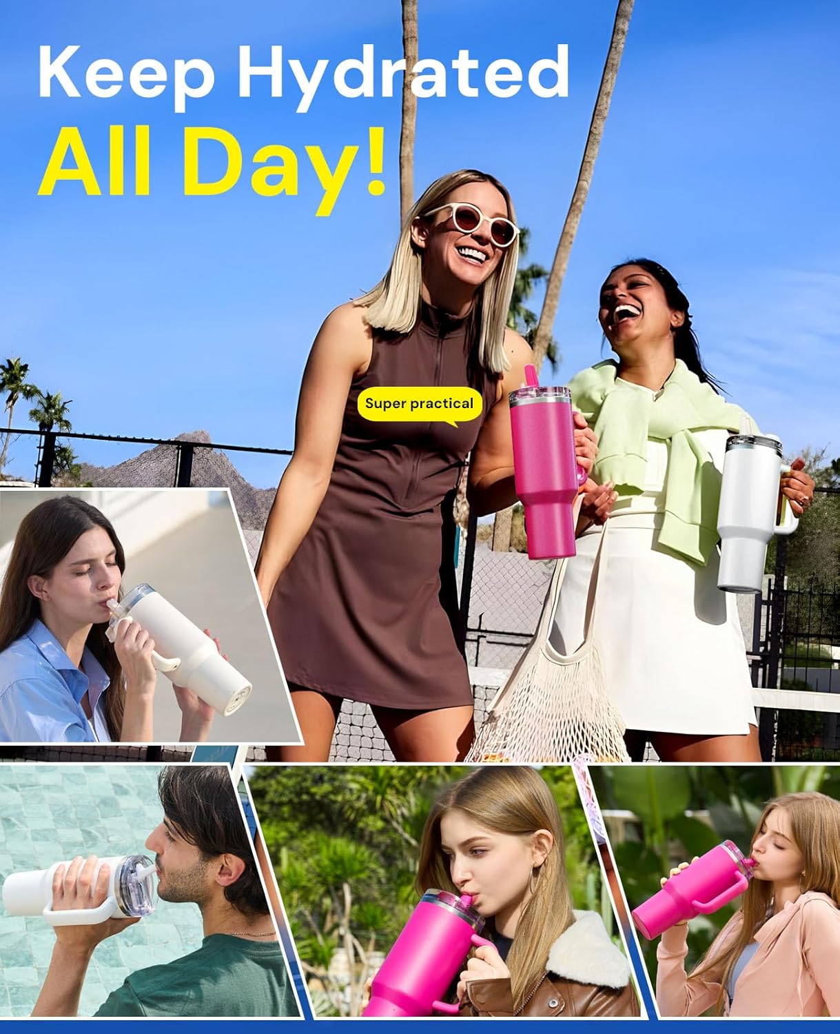 2 Pack Tumbler Flip Straw Lid Replacement Fit for Stanley 40 OZ Quencher, Leak Proof Lid with Straw for Stanley, No Spill Reusable Tumbler Lid Compatible with Stanley Cup Accessories