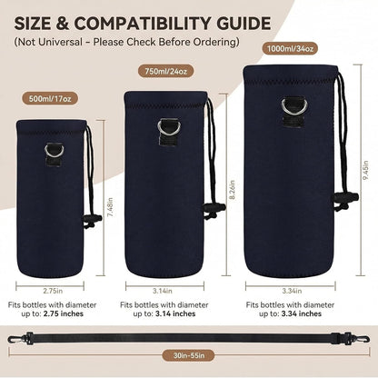 AUPET Water Bottle Bag Carrier,24oz/32oz Insulated Neoprene bottle Sling Holder Case Pouch Cover for 1000ML/750ML Bottles with Shoulder Strap for walking