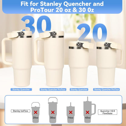 Flip Straw Lid for Stanley 30oz and 20oz, Leak Proof Top Replacement with Handle for 30&20 oz Stanley Quencher and ProTour, Detachable No Spill Lids Reusable Lids Accessories for StanleyCup, Rose