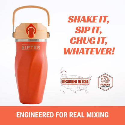 Earth Stone - 24oz Insulated Protein Shaker Bottle - Medical-Grade 316 Stainless Steel - Patent-Pending Clump-Free Design - Odor Proof & Leak-Proof Metal Blender Cup