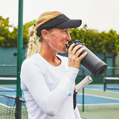 Takeya Pickleball Stainless Steel Insulated Water Bottle with Choice of Lid and Carry Handle, 32 Ounce, Dropshot Teal