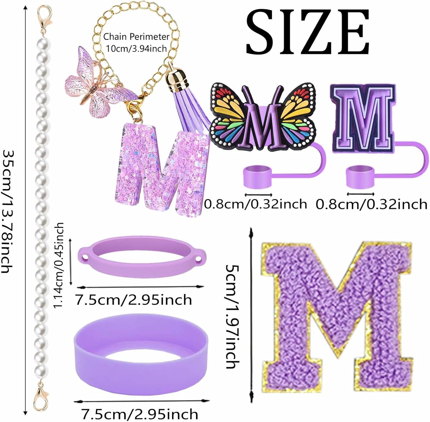 7pcs Cup Accessories for Stanley 30/40oz Tumbler, Handle Strap, Straw Cover, Silicone Boot, Letter Charm Stickers