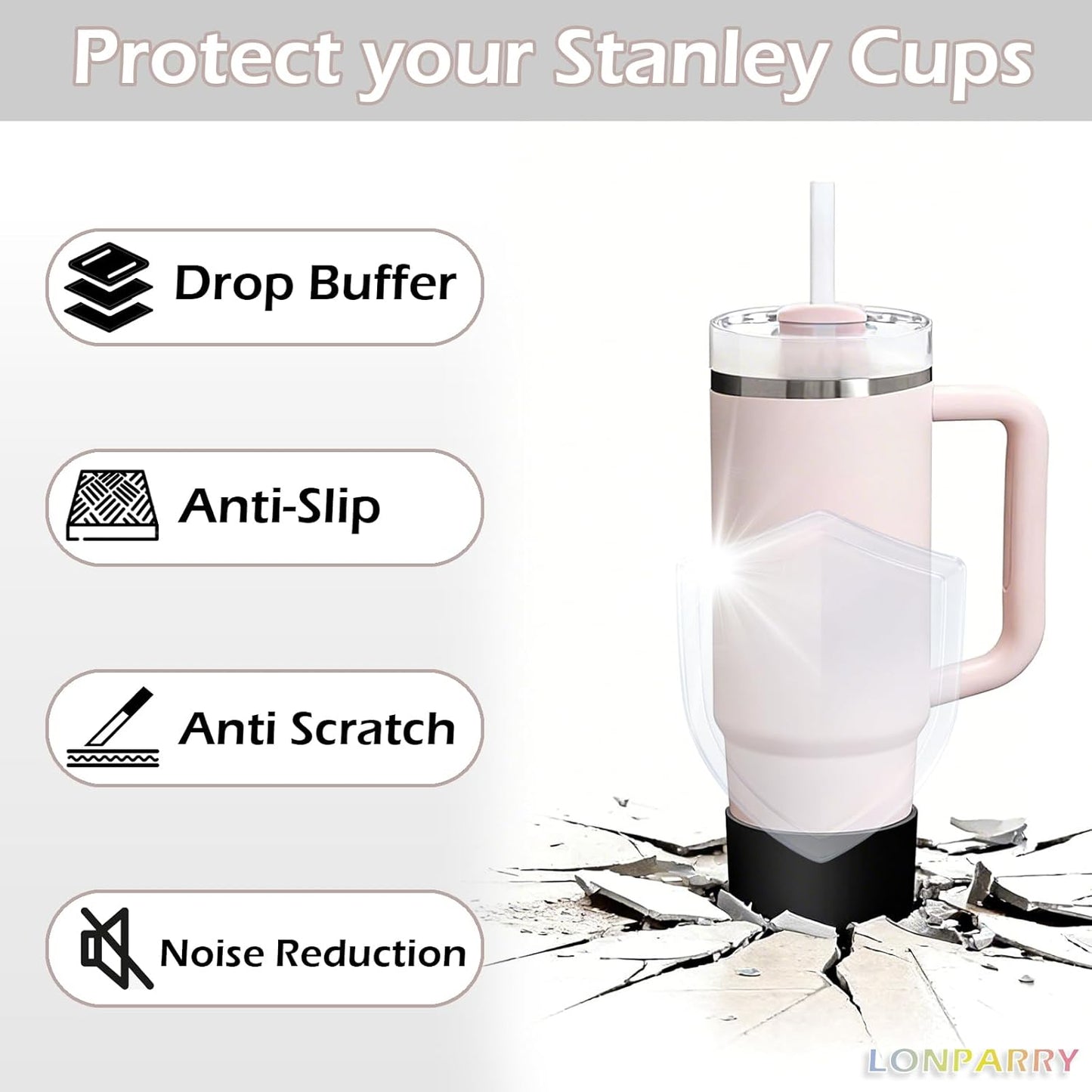 2-Pack Silicone Boot for Stanley Cup 30oz & 40oz, Anti-Slip & Noise Reducing Bottom Protector, BPA-Free Tumbler Base Cover for Quencher H2.0 30/40oz & IceFlow 20/30oz, Accessories for Car & Travel