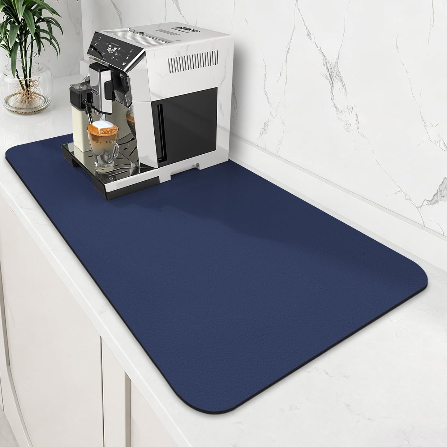 WISELIFE Coffee Mat Super Absorbent Dish Drying Mat Coffee Bar Accessories Match with Machine Large Drying Mats for Kitchen Counter 12" W x 19" L, Black
