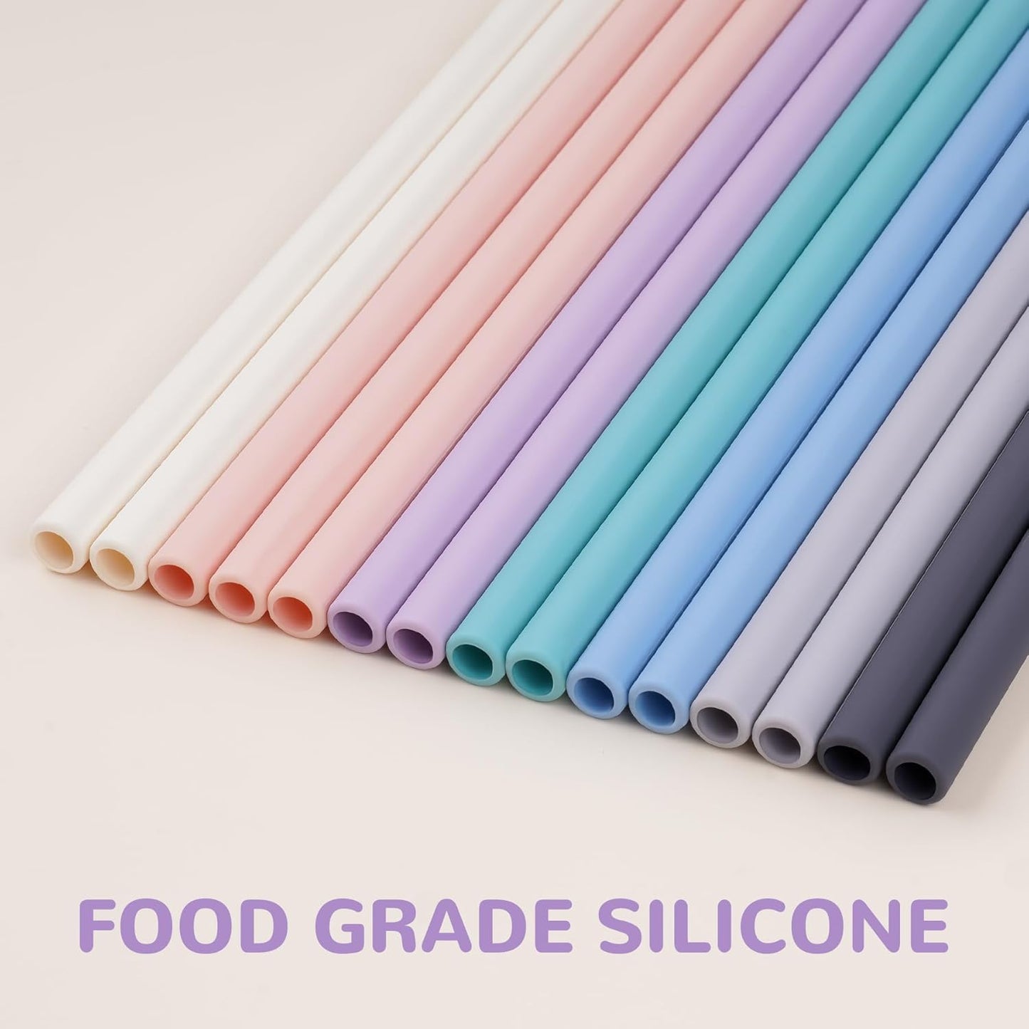 Tomorotec 15PCS Reusable Silicone Drinking Straws w/ 2 Brushes, Fit for Stanley Tumbler 40oz 30oz 20oz, 12" Long Customizable for Various Drinkware, Dishwasher Safe, BPA-Free, Safe for Teeth (Macaron)