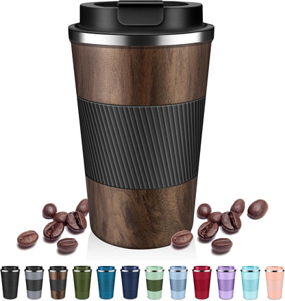 DUBUXW Insulated Coffee Tumblers with Flip Lid 12oz / 17oz, Stainless Steel Travel Coffee Mug Leak Proof, Vacuum Insulated Coffee Mug Reusable Cup, Keeps Cold and Hot for Coffee Tea