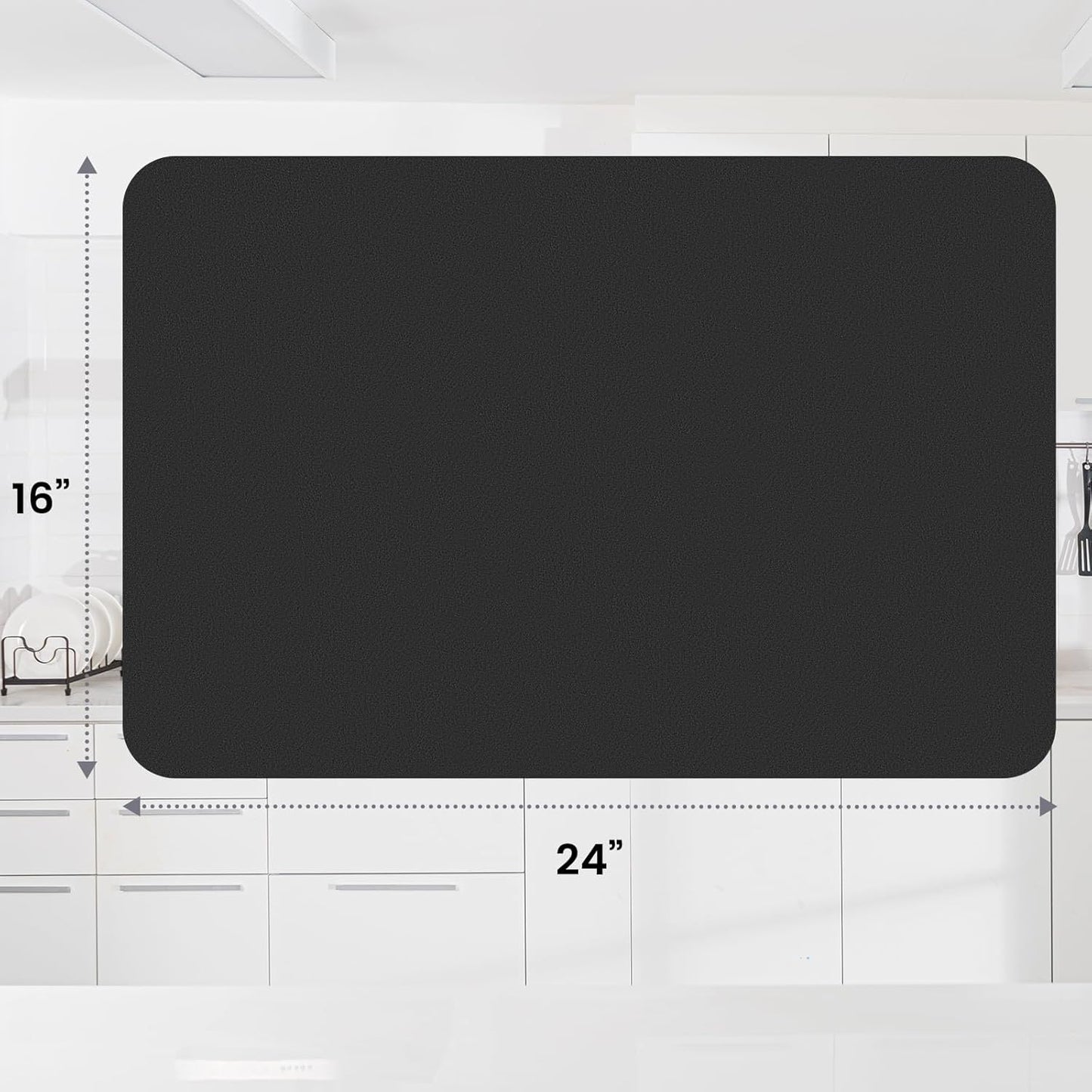 WISELIFE Dish Drying Mat Super Absorbent Drying Mat Large Dish Drying Mats for Kitchen Counter Easy Clean Dish Mat Kitchen Drying Mat15"x 18" Stylish Grey
