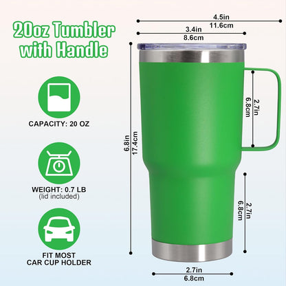 20 oz Tumbler with Handle and Lid, Stainless Steel Tumbler Insulated Travel Coffee Mug, Spill Proof Double Wall Vacuum Tumbler Cup Keep Drink Hot & Cold,White, 1 Pack