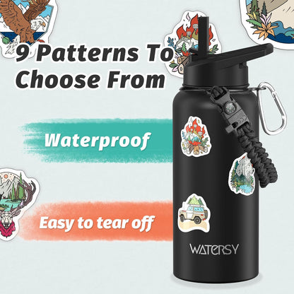 40oz Insulated Water Bottle (Cold for 48 Hrs),BPA Free&Leak Proof,Stainless Steel Water Flask,Water Jug with Straw Spout Lids for Gym,Hiking,Travel,Black Blue