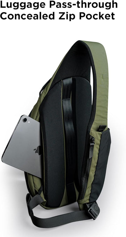 ALPAKA Metro Crossbody Left Shoulder 7.5L - Crossbody Bag Men,Sling Backpack - Fits 11" Tablet - Single Shoulder with YKK Zipper - Expandable Water Bottle Pocket - Phone Sleeve- Black Axoflux 210D