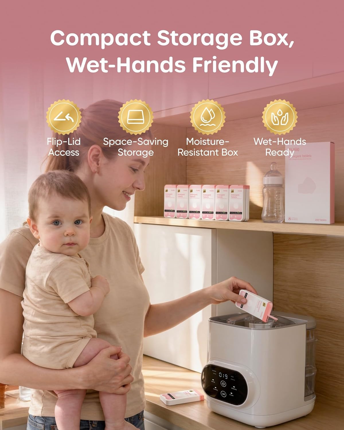 Nuliie 120PCS Detergent Tablets with Sealed Box, Bottle Washer Tablets for Momcozy, Baby Brezza, GROWNSY & Momfann, Removes Milk Residue & Odor, Gentle Formula Safe