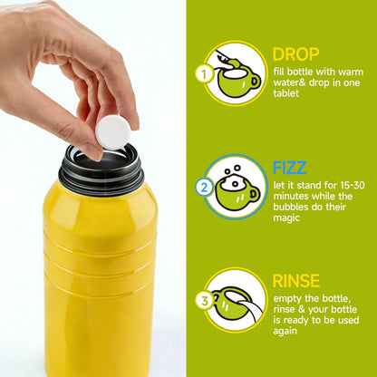 Bottle Cleaning Tablets for Water Bottles, Tumblers & Straws – No Scrubbing Cleaner Tablets Remove Odor & Residue for Insulated Bottles, Protein Shakers, Coffee Cups & Lids, 10 Count